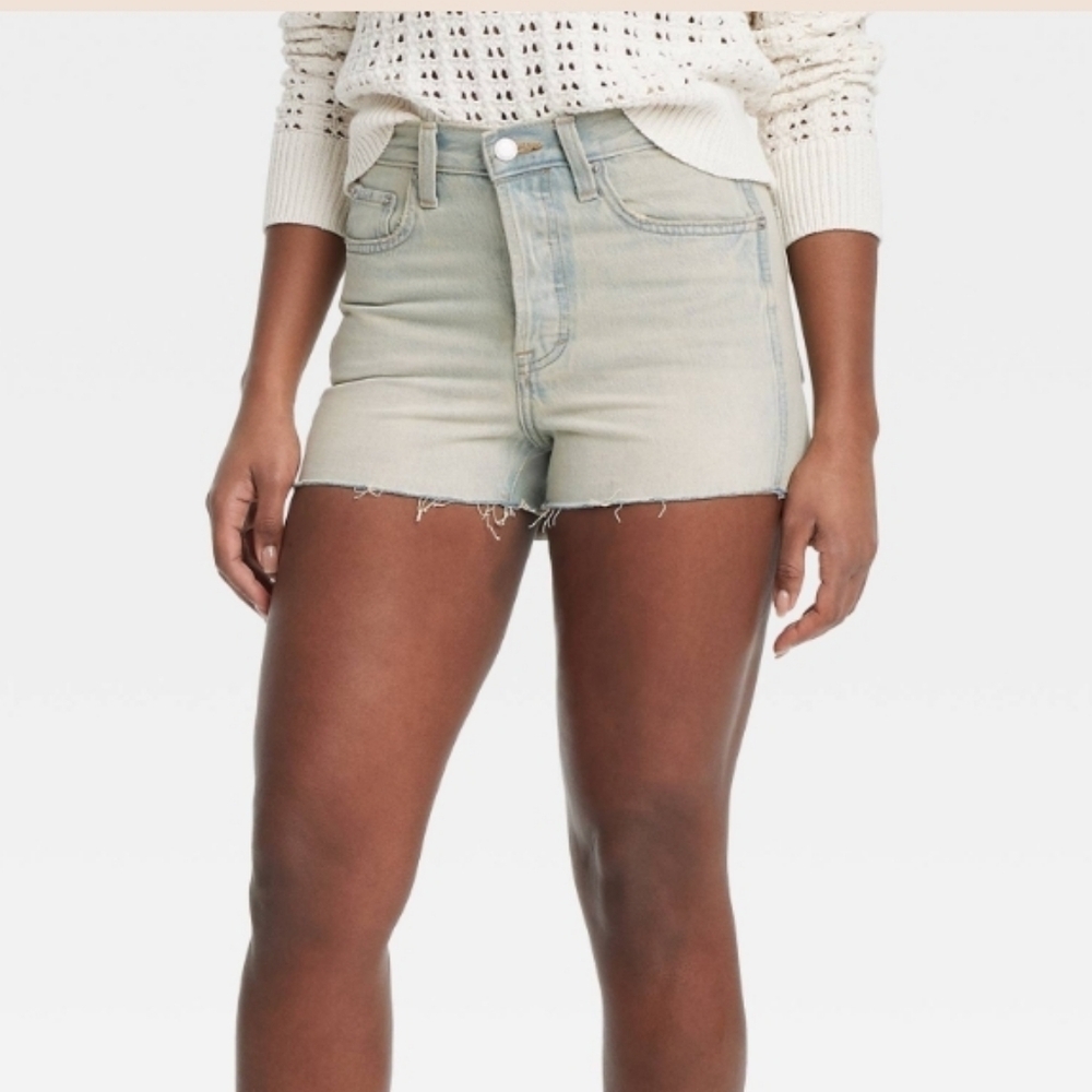 Universal Thread High Rise Mini Cutoff Light Vintage Wash Jean Shorts Size 14